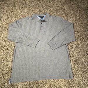 Brooks Brothers Men’s SZ XL Gray Herringbone Long Sleeve Polo Shirt Original Fit